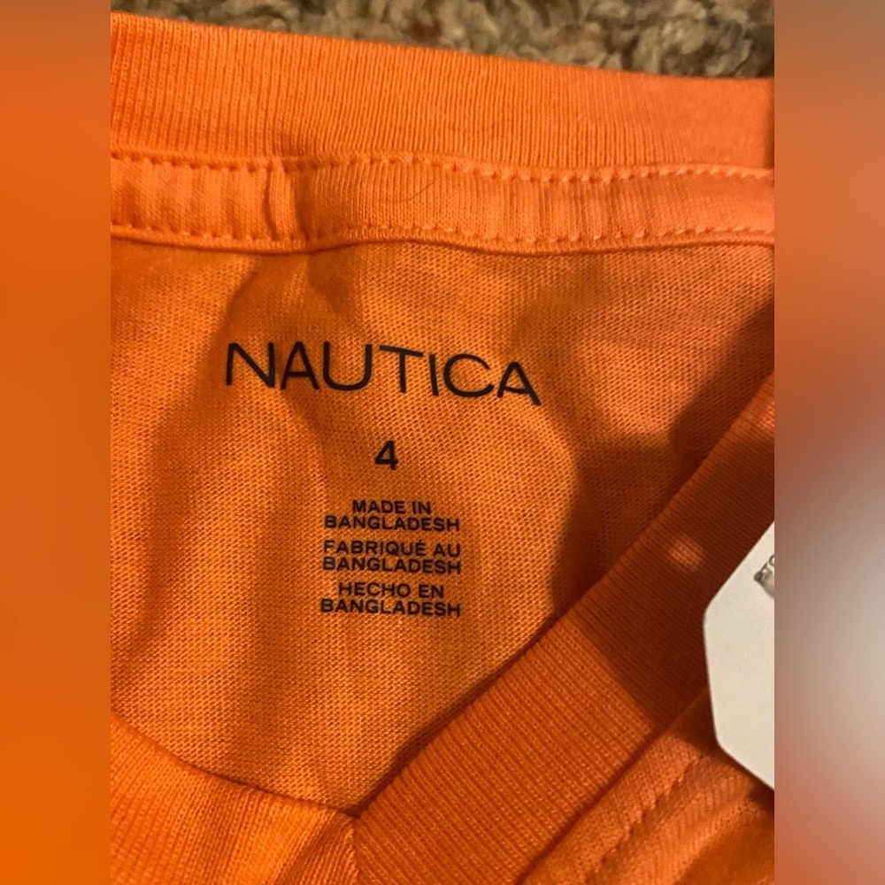 Nautica Little Girls V Neck T Shirt, 4 - Picture 3 of 5